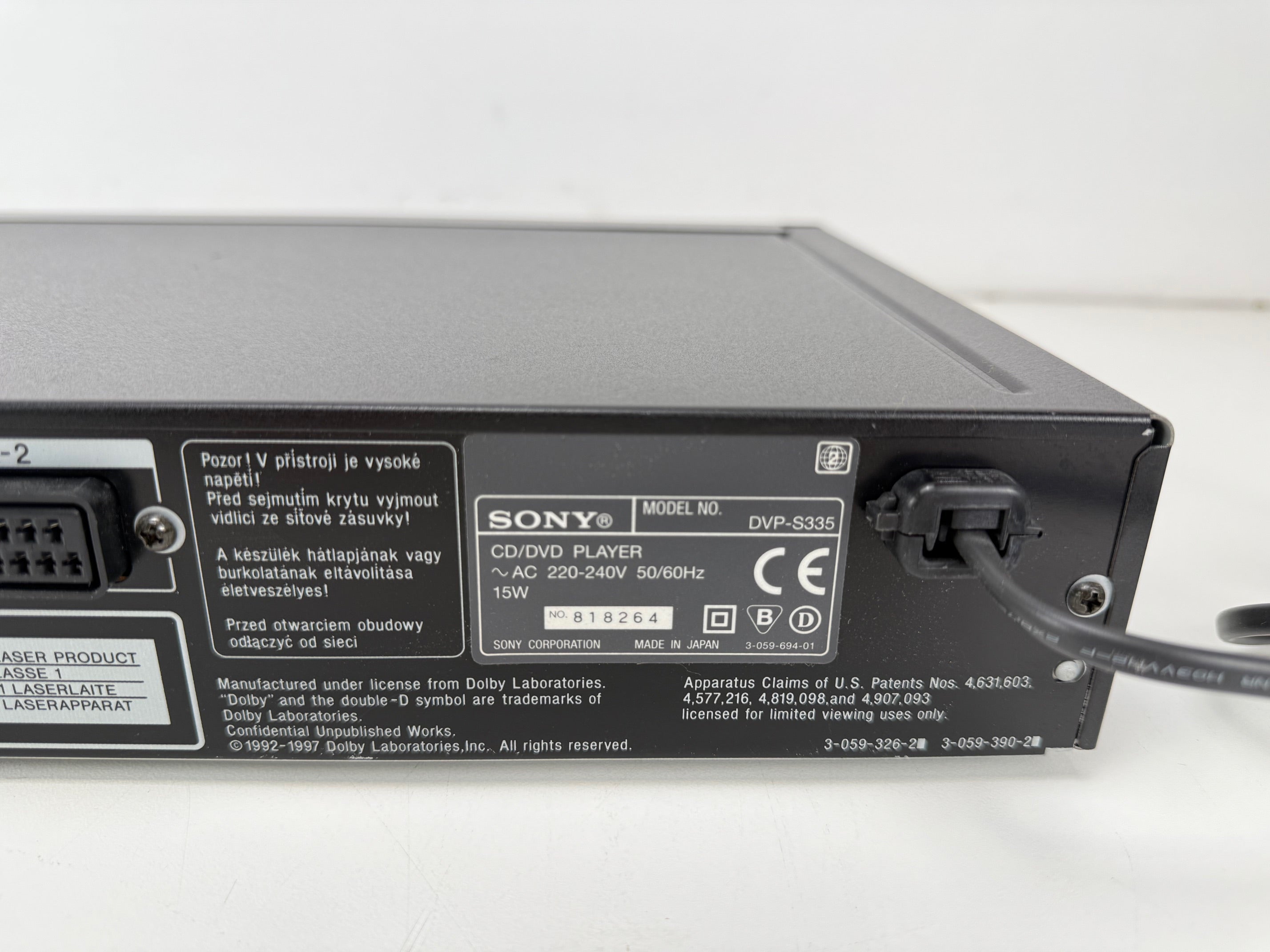 Sony DVP-S335 cd/dvd-speler - Originele handleidingen