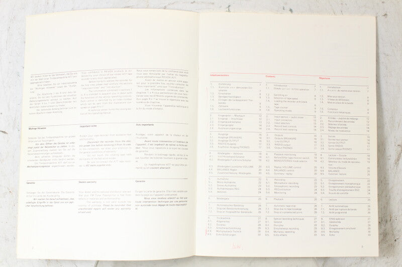 Studer Revox A77 Operation Instructions