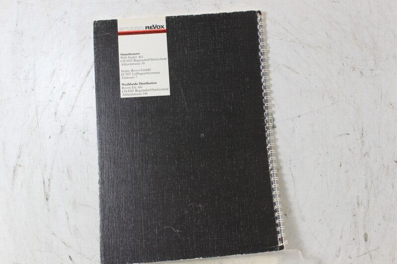 Studer Revox B77 MK2 Taperecorder Operating Manual