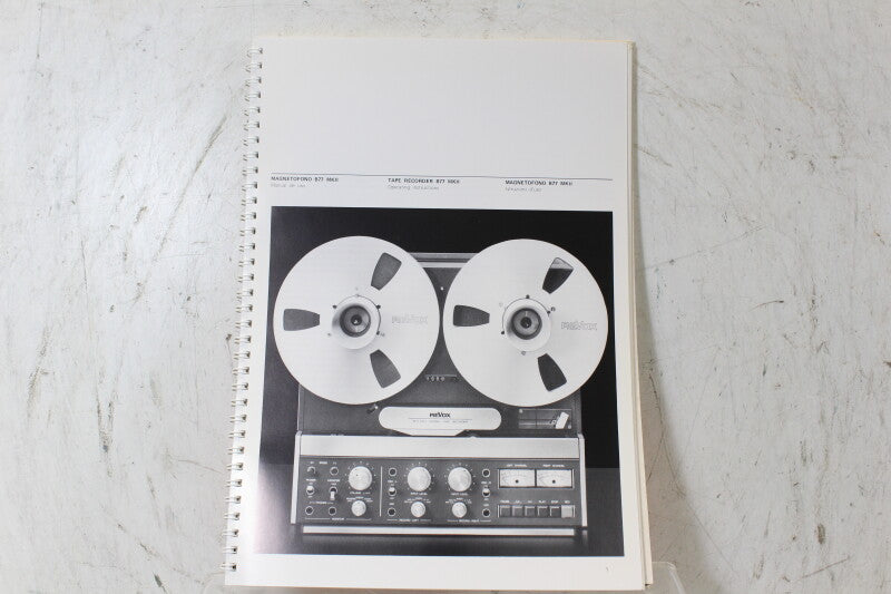 Studer Revox B77 MK2 Taperecorder Operating Manual