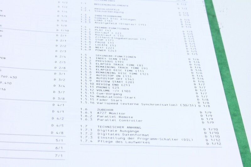 Studer A727 Operating And Service Instructions Manual