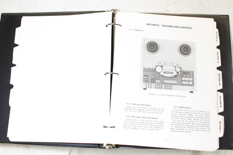 Tascam ATR-60-4HS 8 Track Recorder Operation Maintenance Manual