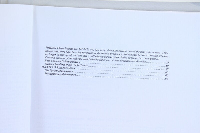 Tascam MX-2424 24bit 24 track hd recorder technical updates manual