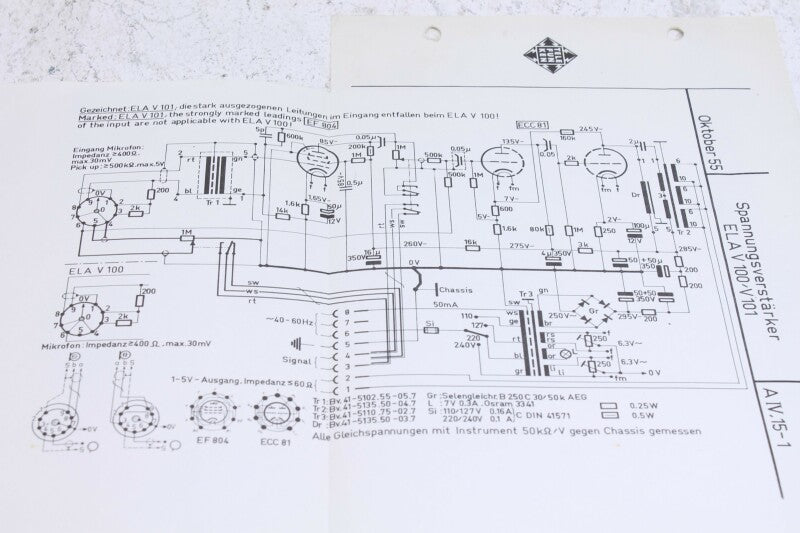 Telefunken Original V100/V101 Schematics