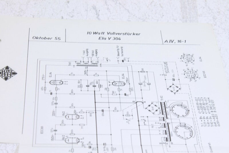 Telefunken Original Ela V305 10W VollVerstarker Schematics