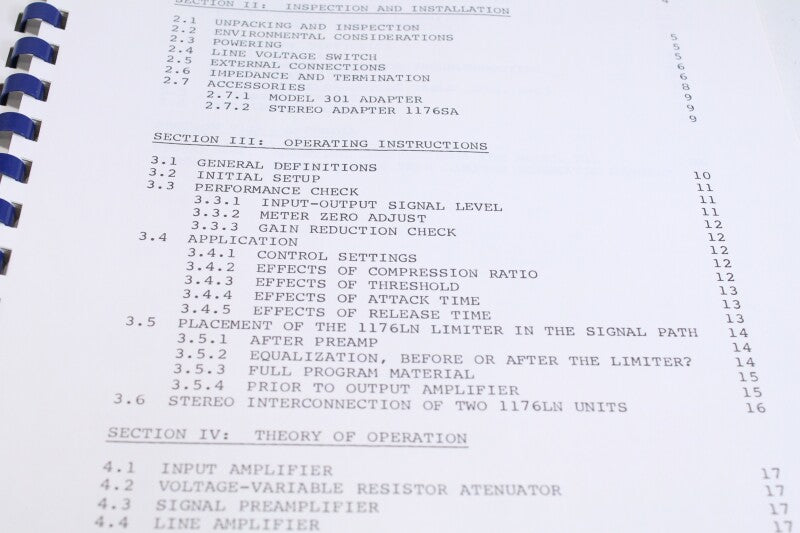 Urei 1176 LN operating instructions