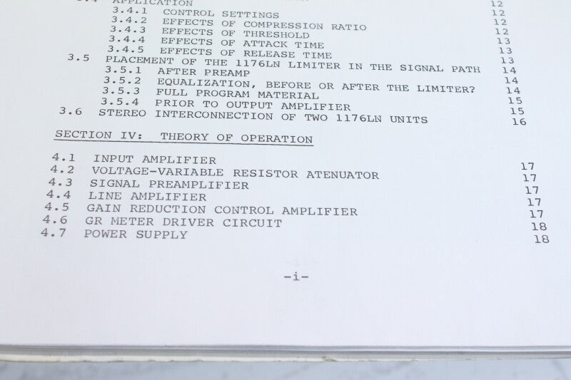 Urei 1176 LN operating instructions