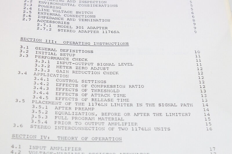 Urei 1176 LN operating instructions (No.2)