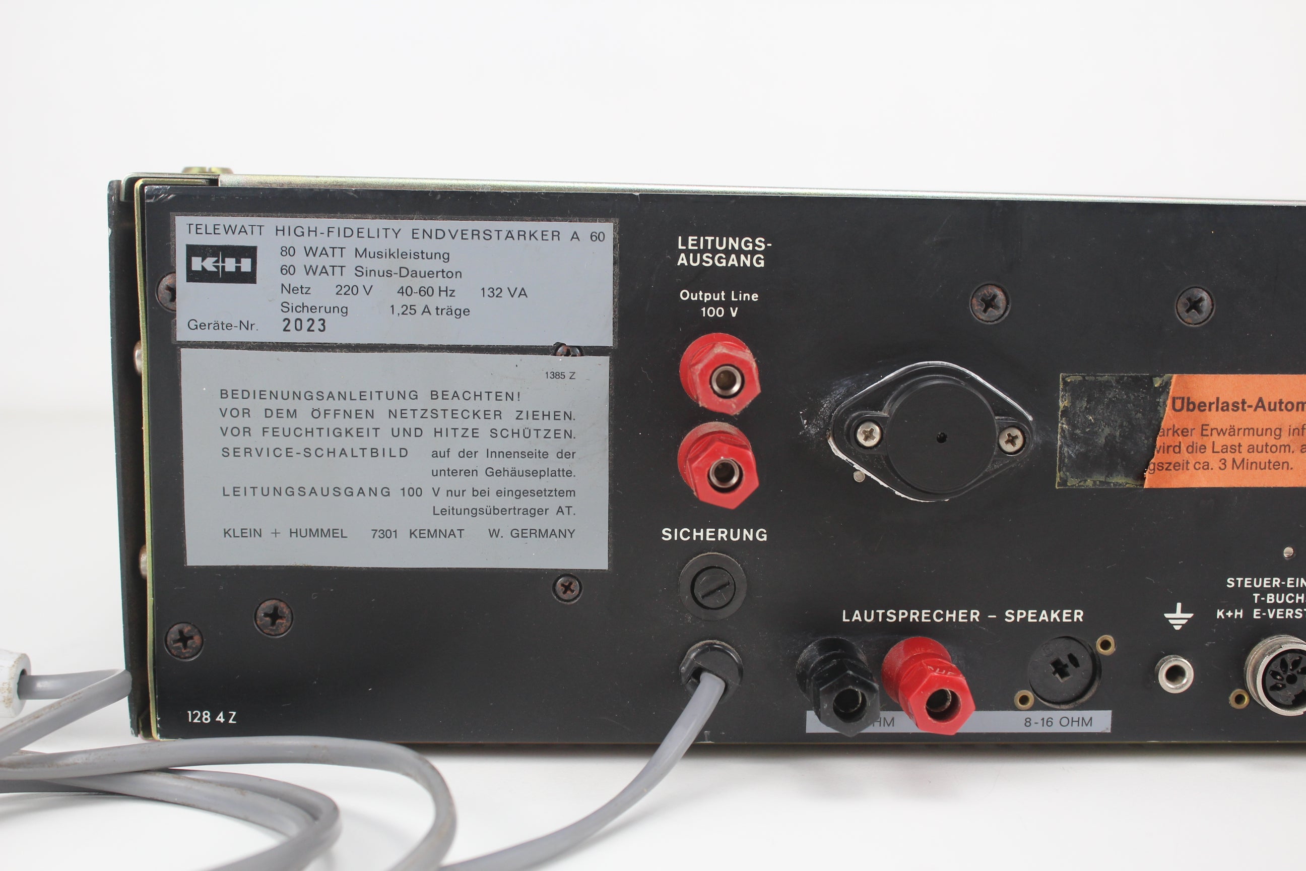 Klein & Hummel Telewatt A60E hi-fi MONO power amplifier