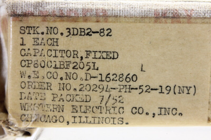 Western Electric Pair of D 162860 Cond 2 MF 600V DC Oil Cap New Old Stock 1952 (Burlap Wrapping)