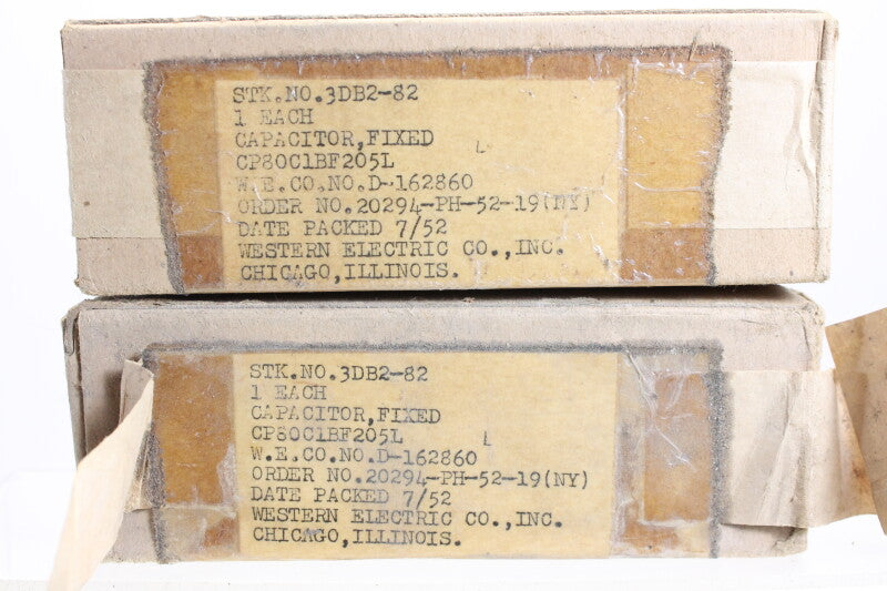 Western Electric Pair of D 162860 Cond 2 MF 600V DC Oil Cap New Old Stock from 1952