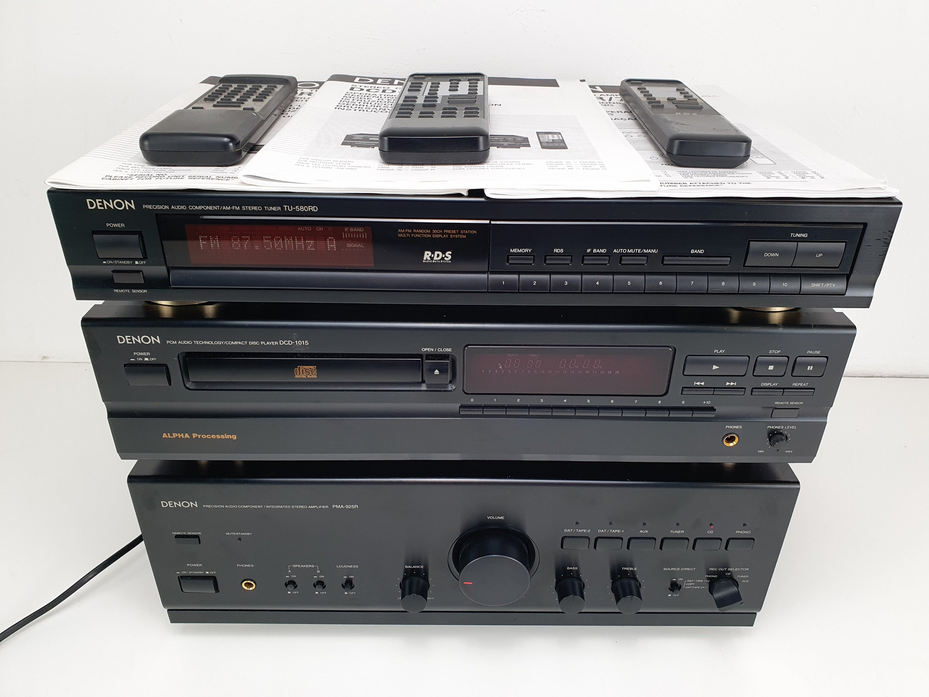 Denon PMA-95R (serviced) Amplifier - DCD-1015 CD player - TU-580RD Tuner - With remotes/manuals