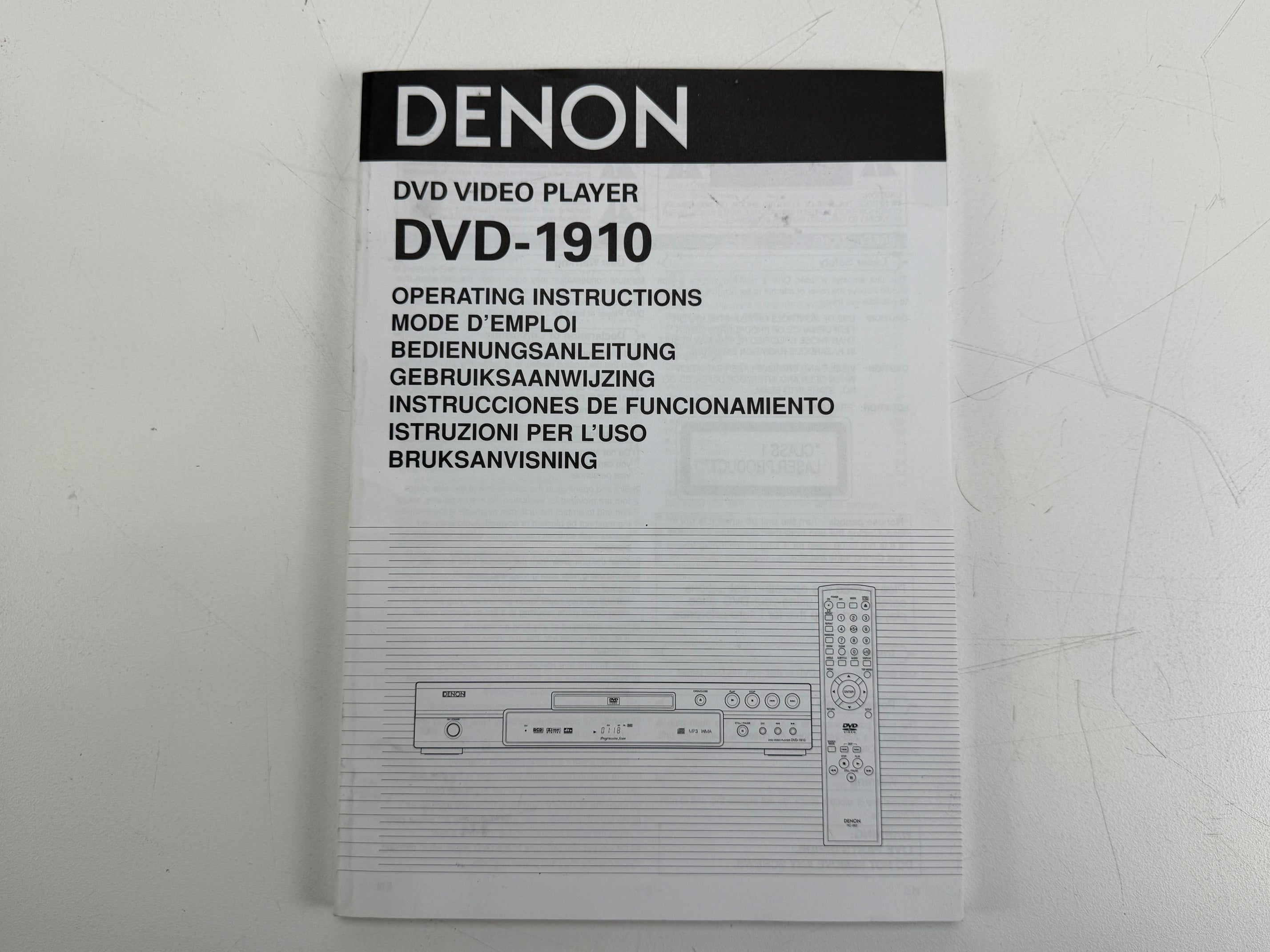Denon DVD-1910 dvd-videospeler met originele doos, afstandsbediening en handleiding.