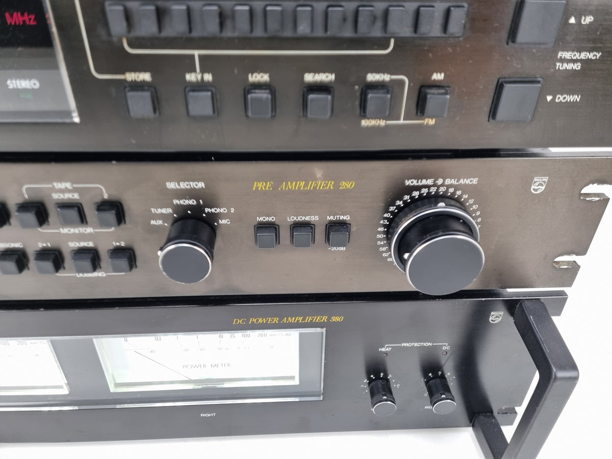 Philips 070 schakelunit - 180 tuner - 280 voorversterker - 380 DC-eindversterker - volledig nagekeken set