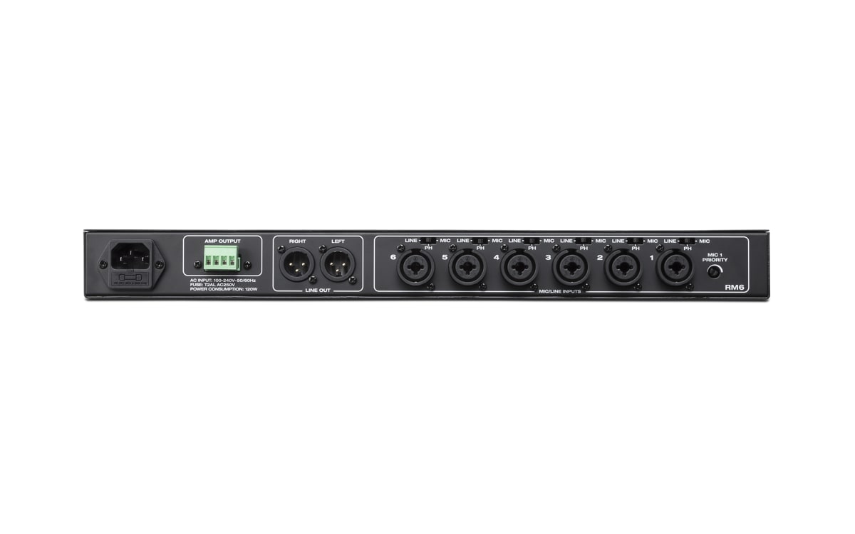 Rane RM6 6-Channel Mixer with Single-Channel 120W Power Amplifier